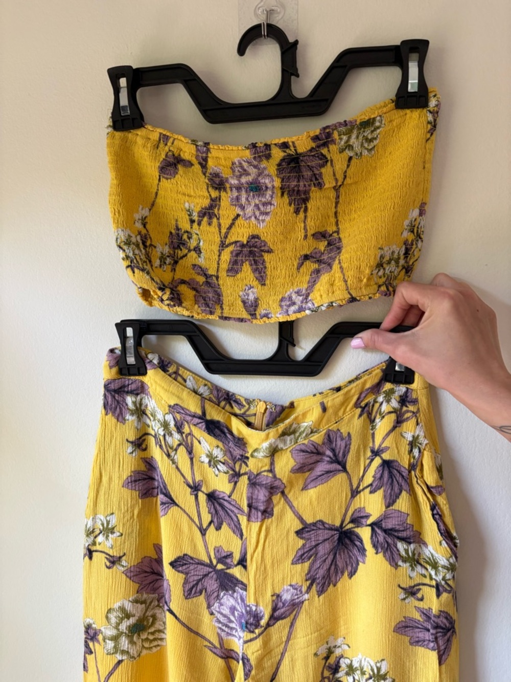 the room Yellow Floral Midi Dress with Purple & Cream Accents